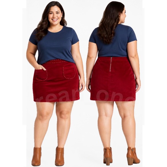 Mossimo Supply Co. Dresses & Skirts - Mossimo Supply Co. Faux Suede Studded Mini Skirt Burgundy Women's Plus Size 18